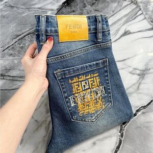 Fendi Denim Jeans with Gold Details